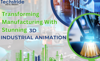 Stunning 3D industrial animation illustrating advanced manufacturing processes and machinery